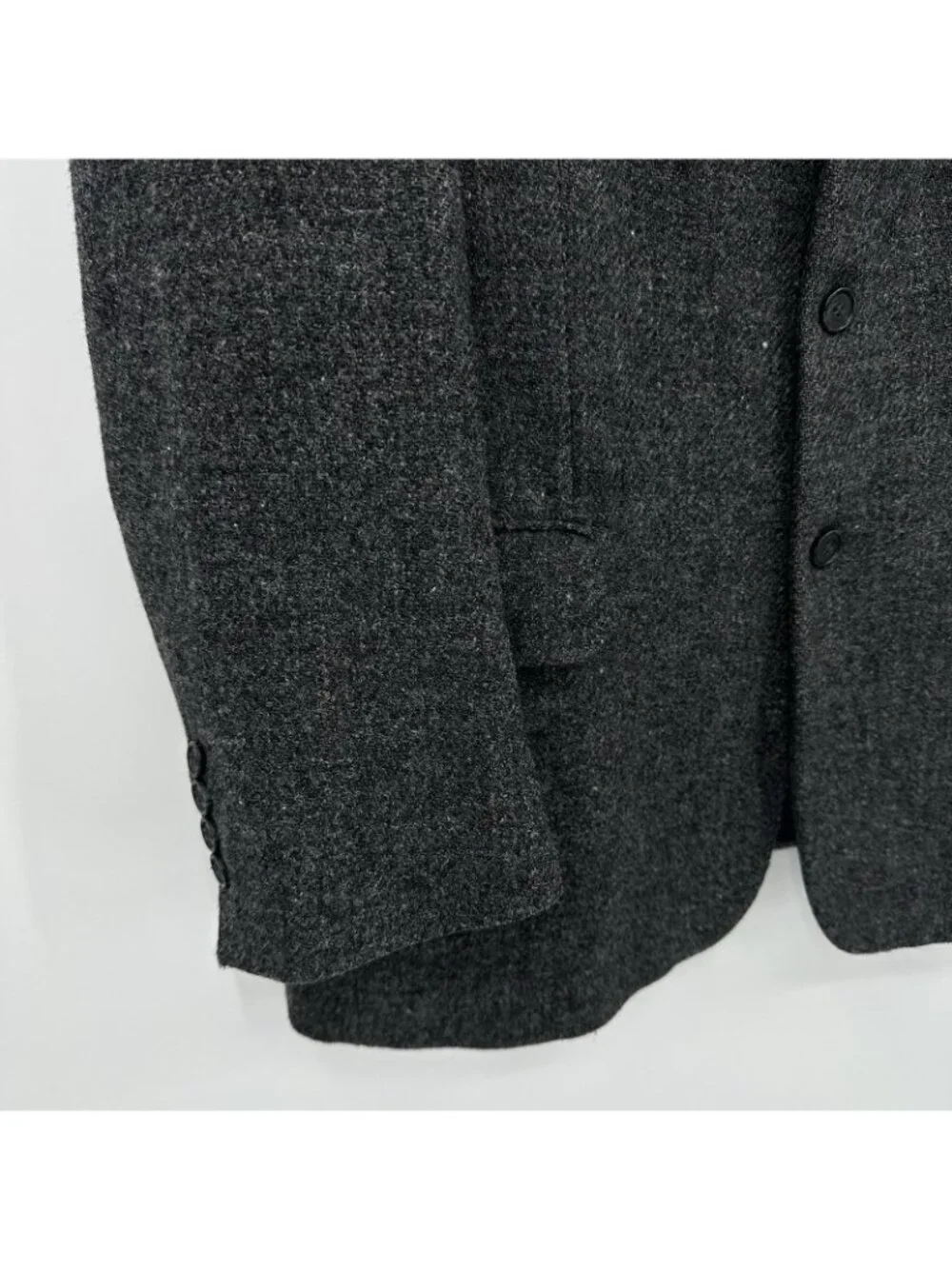 HARRIS TWEED vintage 80s blazer 46R hand woven wool gray tweed 3 button